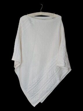 J.jill Knit White Warm Poncho O/S